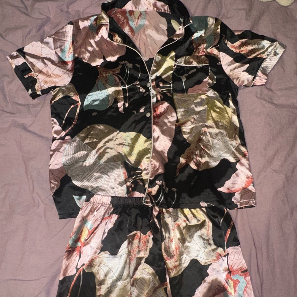 Floral Satin Pajama Set